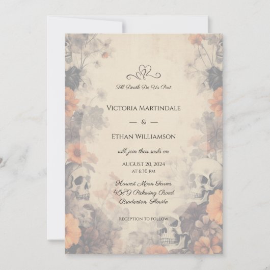 Hochzeit gotischer Blume Einladung (Vorderseite)