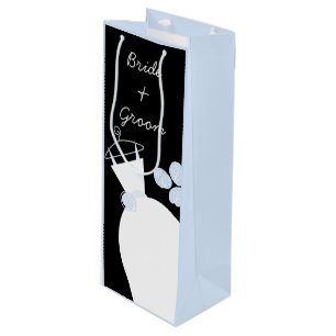 Hochzeit Gown Blue Bride Groom Black Pastellwein Geschenktüte Für Weinflaschen