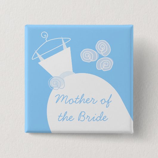 Hochzeit Gown Blue Mother of the Bride Square Button (Vorderseite)