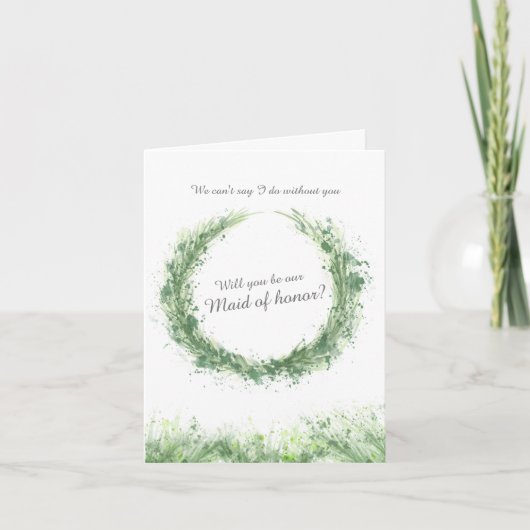 Hochzeit grüne Kunst werden Sie unsere Trauzeugin Karte (Vorderseite)