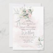 Hochzeit | Grüne Wälder Pale Pink Rose Einladung (Vorderseite)