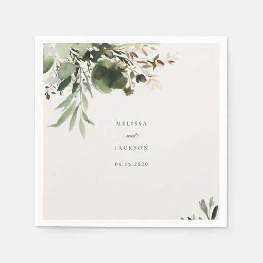 Hochzeit grüner Branchen Serviette (Vorderseite)