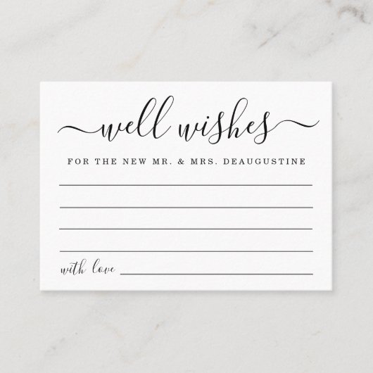 Hochzeit gut Wünsche für Mr. & Mrs. - Einfach Telefonnummerkarte (Vorderseite)