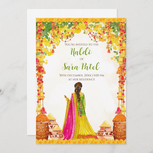 Hochzeit Haldi laden & Pithi einladen Haldi Zeremo Einladung (Vorne/Hinten)