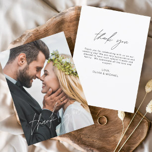 Hochzeit Handgeschriebene Dankeschön Foto Elegant Dankeskarte
