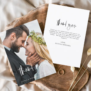 Hochzeit Handgeschriebene Dankeschön-Foto Minimali Dankeskarte