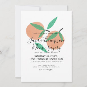Hochzeit Handgezeichnete Orangen Zitrus Grün  Einladung
