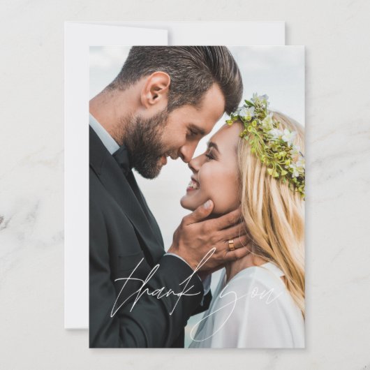 Hochzeit handschriftlich Vielen Dank Foto Elegant Dankeskarte (Vorderseite)
