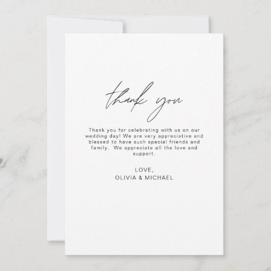 Hochzeit handschriftlich Vielen Dank Foto Elegant Dankeskarte (Rückseite)