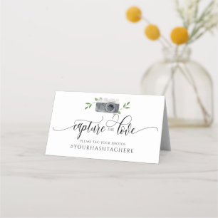 Hochzeit Hashtag-Schild Kalligrafie Wasserfarbe Ka Platzkarte