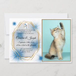 Hochzeit, Haustierfoto & Tag mit blauer Furzbüsche Einladung