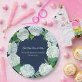 Hochzeit Herr n Frau Navy Blue White Hydrangea Wre Pappteller (Party)