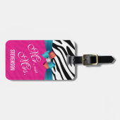 Hochzeit Herr und Frau - Elegant Zebra Print Hot P Gepäckanhänger (Vorderseite horizontal)