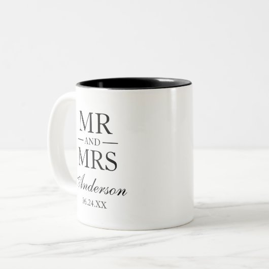 Hochzeit Herr und Frau Zweifarbige Tasse (Vorderseite Links)