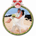 Hochzeit hört unser 1. Weihnachten Fotoskulptur Ornament<br><div class="desc">Weitere Weihnachtsdesigns von Sandra Siehe mehr Weihnachtsbilder von Sandra</div>