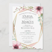 Hochzeit | Hübsche Anemone - Blume und Folien Einladung (Vorderseite)