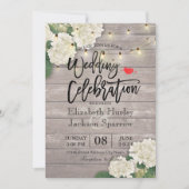 Hochzeit Hydrangea Blume String Lights Rustikales  Einladung (Vorderseite)