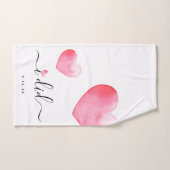 Hochzeit | I | Wasserfarbenherz | Datum Badhandtuch Set (Handtuch)