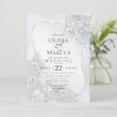 HOCHZEIT | Icy Blue Pearl Shimmer Einladung (Stehend Vorderseite)