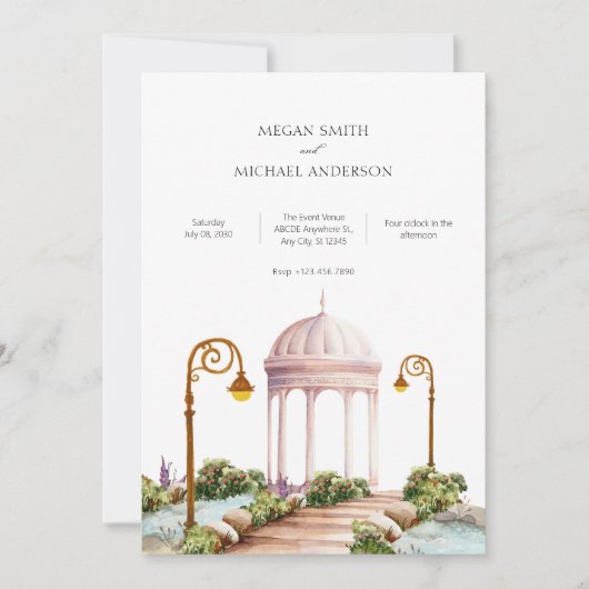 Hochzeit im ästhetischen Garten Einladung (Vorderseite)