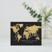 Hochzeit im Ausland Zielort Save the Date Postkart Ankündigungspostkarte (Stehend Vorderseite)