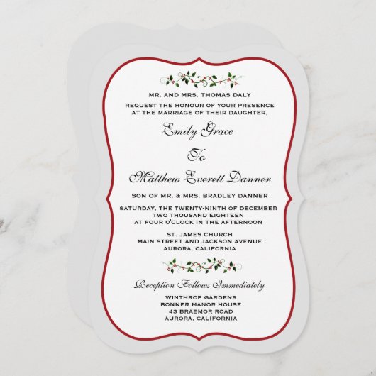 Hochzeit im Dezember Traditionelle Einladung (Vorne/Hinten)