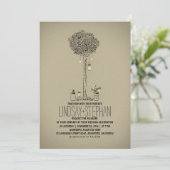 Hochzeit im Freien mit Maurerkirschen und Baum Einladung (Stehend Vorderseite)