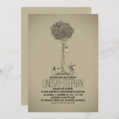 Hochzeit im Freien mit Maurerkirschen und Baum Einladung (Vorne/Hinten)