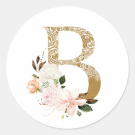 Hochzeit im Frühjahr MONOGRAM B Runder Aufkleber