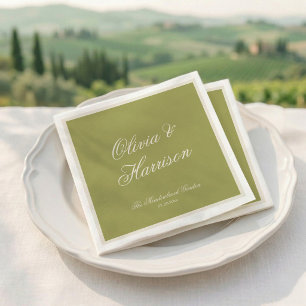 Hochzeit im Garten Oliven-grüne Kalligrafie Servie Serviette