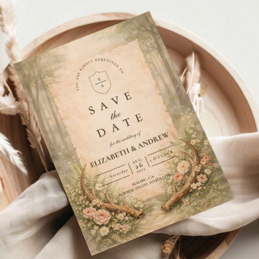 Hochzeit im Geweih-Wald Save The Date