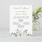 Hochzeit im Grünen und Weiß der Blume Einladung (Stehend Vorderseite)