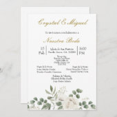 Hochzeit im Grünen und Weiß der Blume Einladung (Vorne/Hinten)