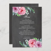 Hochzeit im Halbpension. Boho Garden rosa Blume Menükarte (Vorne/Hinten)