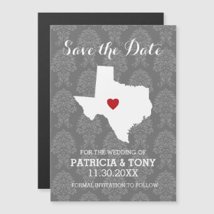 Hochzeit im Heimatstaat Save-the-Date Texas Magneteinladung