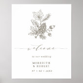Hochzeit im Herbst Acorn & Pinecone - Willkommen Poster (Vorne)