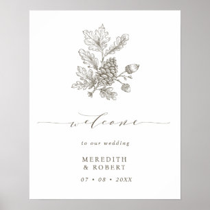 Hochzeit im Herbst Acorn & Pinecone - Willkommen Poster