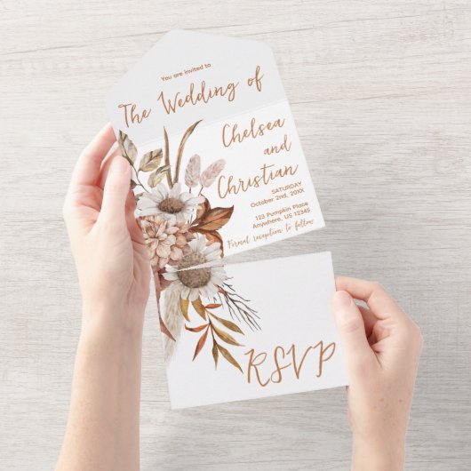 Hochzeit im Herbst All In One Einladung (Abreißen)