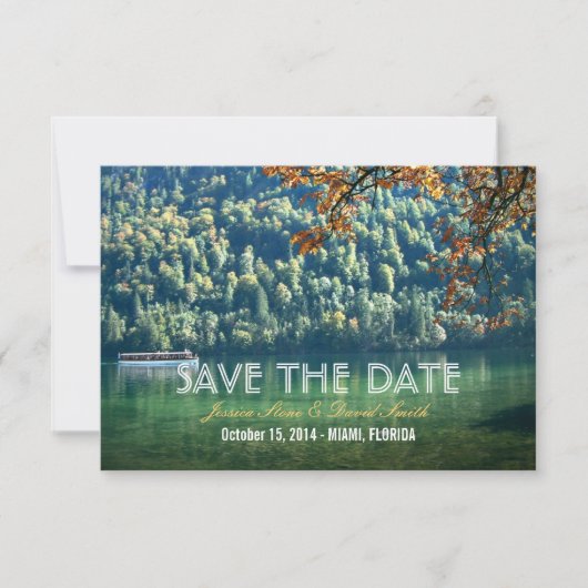 Hochzeit im Herbst am Bergsee Speichern Sie die Da Save The Date (Vorderseite)