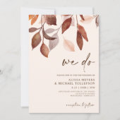 Hochzeit im Herbst Aquarell Blätter Foliage Rost O Einladung (Vorderseite)