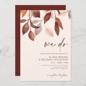 Hochzeit im Herbst Aquarell Blätter Foliage Rost O Einladung (Vorne/Hinten)