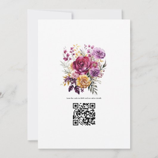 Hochzeit im Herbst aus Gold und Plum Einladung (Rückseite)