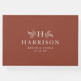 Hochzeit im Herbst aus rustikalem Monogramm Terrak Gästebuch