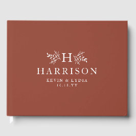 Hochzeit im Herbst aus rustikalem Monogramm Terrak Gästebuch