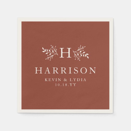 Hochzeit im Herbst aus rustikalem Monogramm Terrak Serviette (Vorderseite)