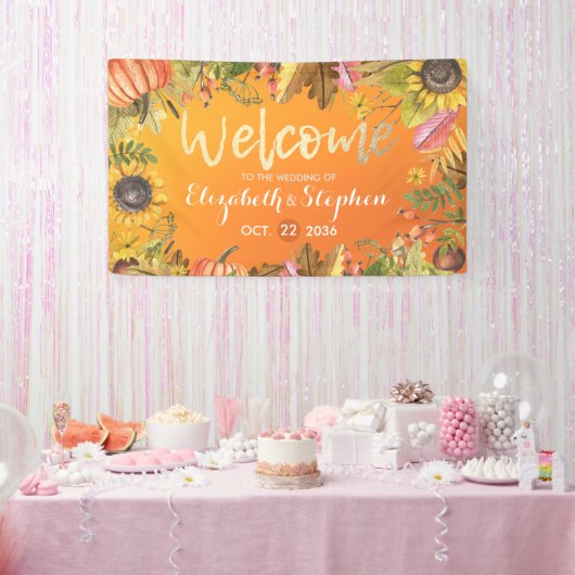 Hochzeit im Herbst Begrüßung Herbstmaple Blätter P Banner (Party)