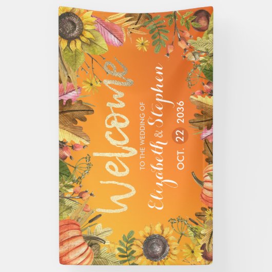 Hochzeit im Herbst Begrüßung Herbstmaple Blätter P Banner (Vertikal)
