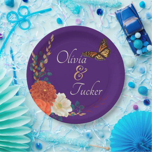 Hochzeit im Herbst Blumenschmetterling-Papierplatt Pappteller (Party)