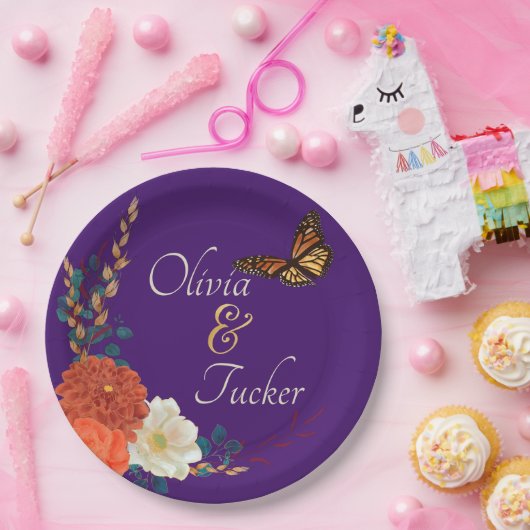 Hochzeit im Herbst Blumenschmetterling-Papierplatt Pappteller (Party)