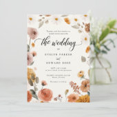 Hochzeit im Herbst Boho Blume Einladung (Stehend Vorderseite)